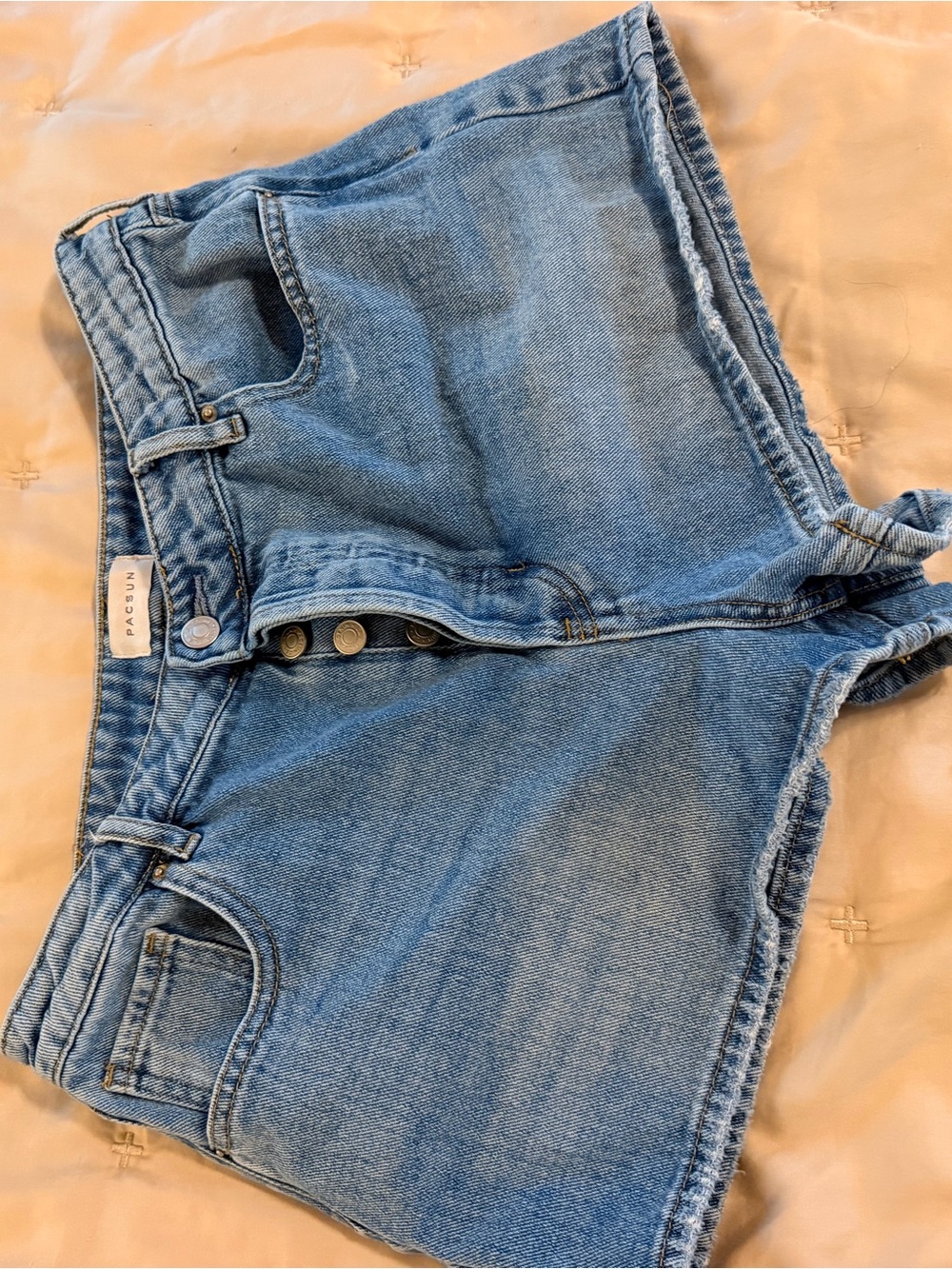 PacSun Blue High-Rise Button-Front Denim Shorts